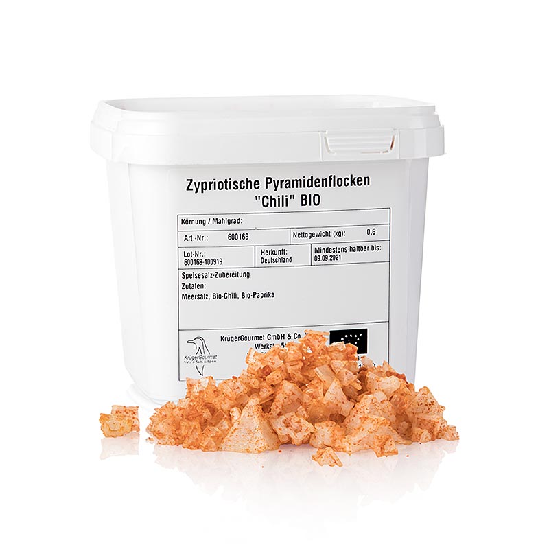 Havssalt med chili i pyramidform, Petros, Cypern, ekologiskt, 600 g