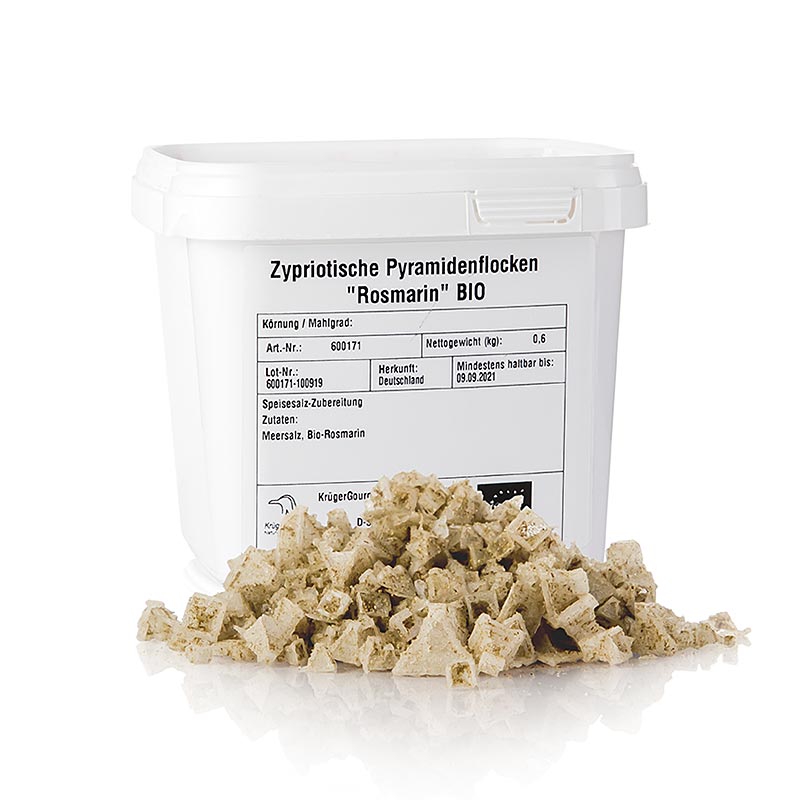Havssalt med rosmarin i pyramidform, Cypern, Petros, ekologiskt, 600 g