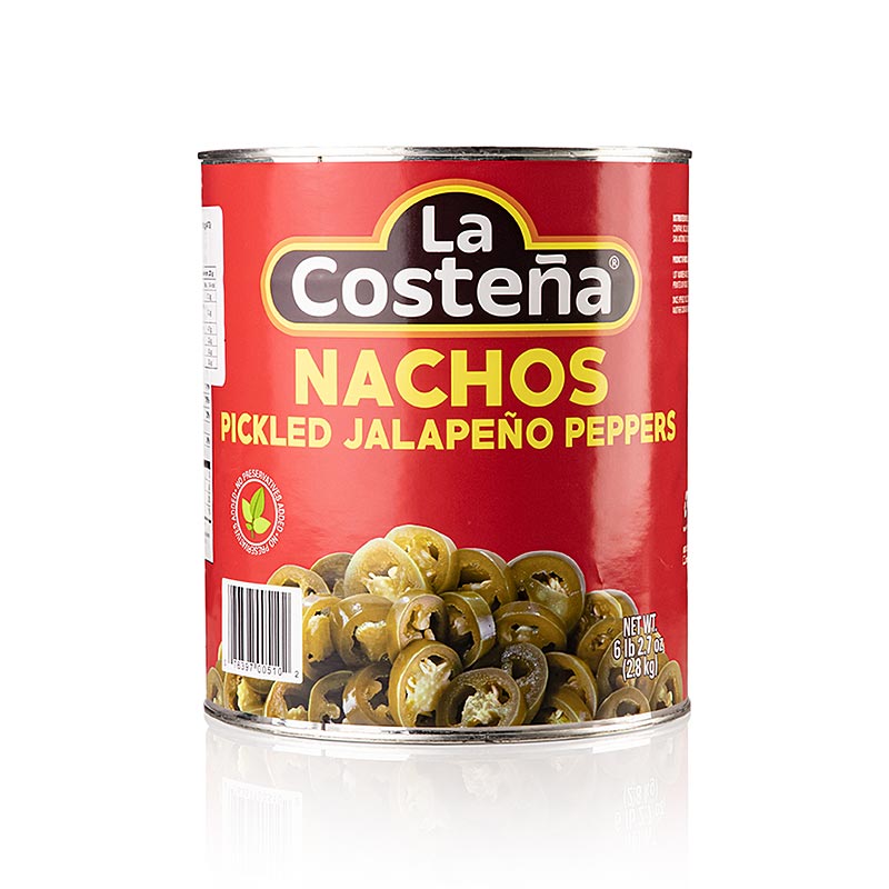 Chilipeppar – jalapeños, skivade (La Costena), 2,8 kg