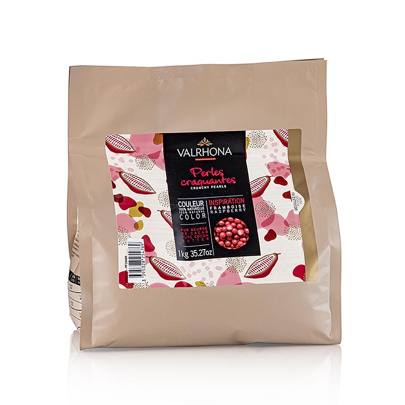 Valrhona Krispiga pärlor, spannmålsfyllning med halloninspirerad smak, röd, 1 kg