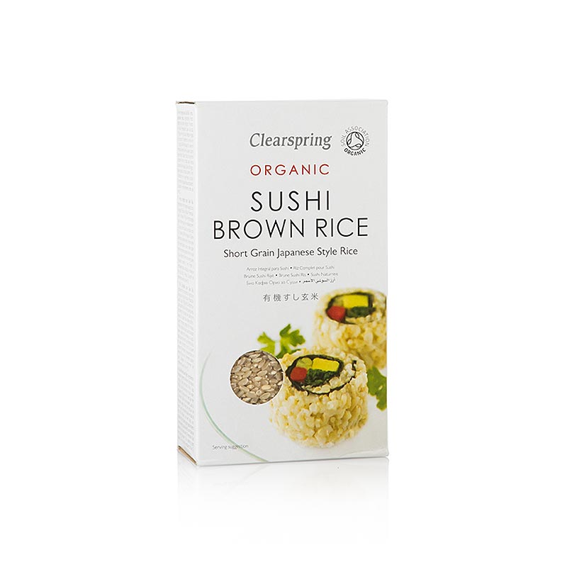 Organic Brown Sushi Rice, brunt sushiris, Clearspring, ekologiskt, 500 g