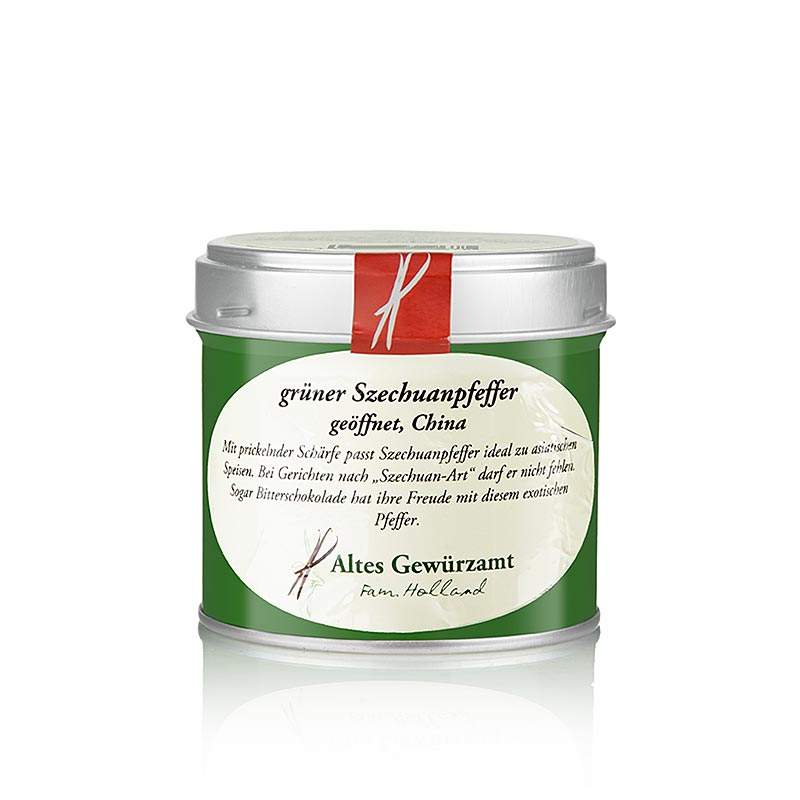 Szechuanpeppar (Sichuan/bergpeppar), grön, öppen förpackning, Altes Gewürzamt, 35 g