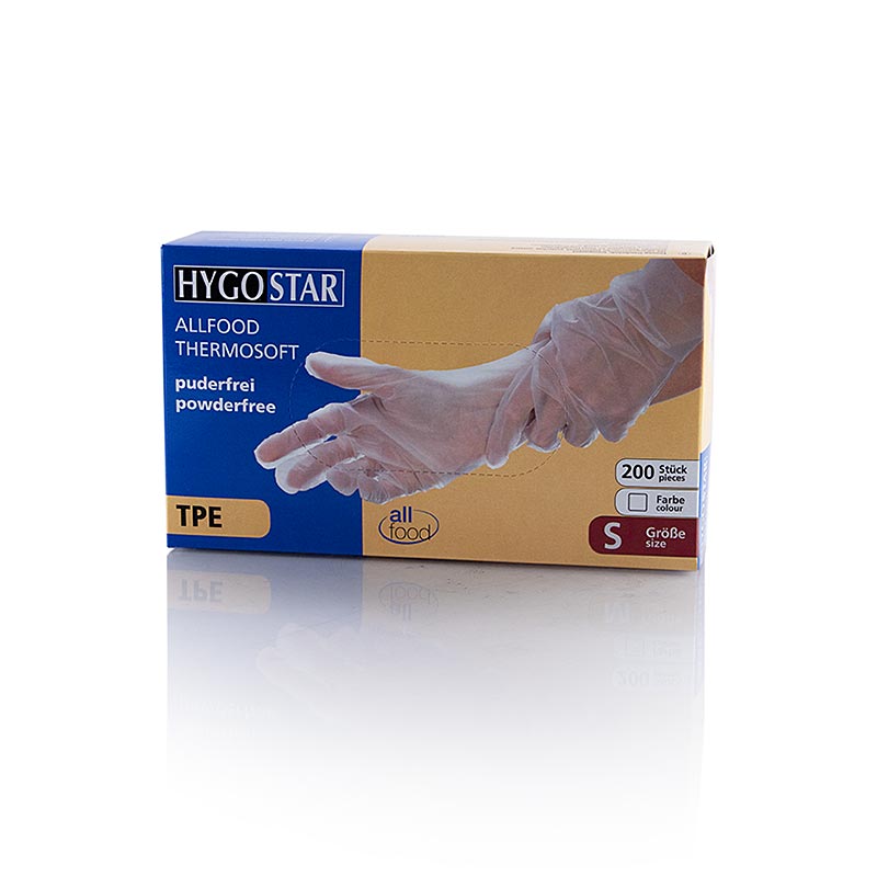Engångshandskar TPE "Allfood Thermosoft", genomskinliga, S, Hygostar, 200 st