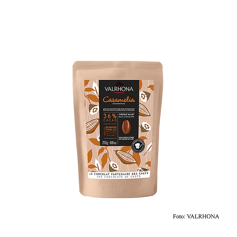 Valrhona Caramelia, mjölkchoklad, 36 %, callets, 250 g