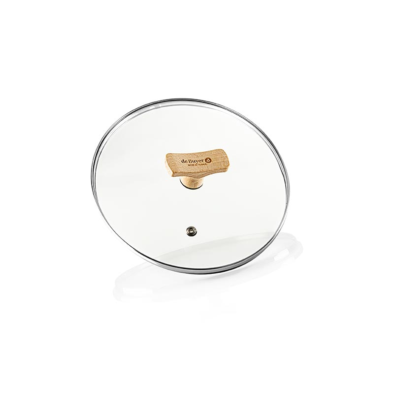 deBUYER B Bois universallock i glas med handtag i bokträ, Ø 20 cm, 1 st