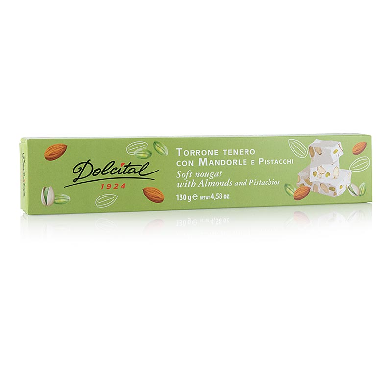 Torrone-bar – mandel & pistage, mjuk, Dolcital, 130 g