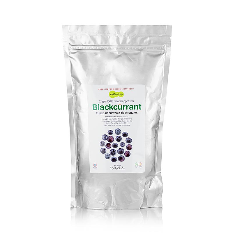 TÖUFOOD LYOFËELING BLACKCÜRRANT, frystorkade svarta vinbär, hela, 150 g