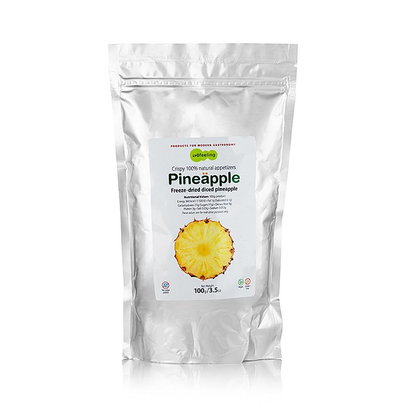 TÖUFOOD LYOFËELING PINEÄPPLE, frystorkad ananas, tärningar, 100 g