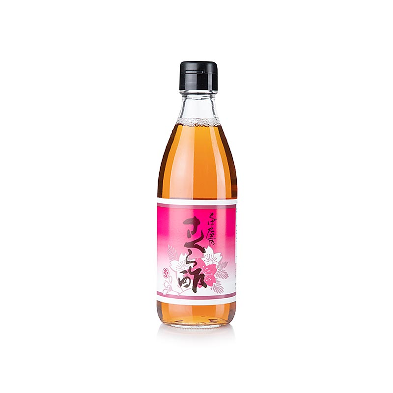Svart risvinäger med sakura-körsbärsblommor, 360 ml