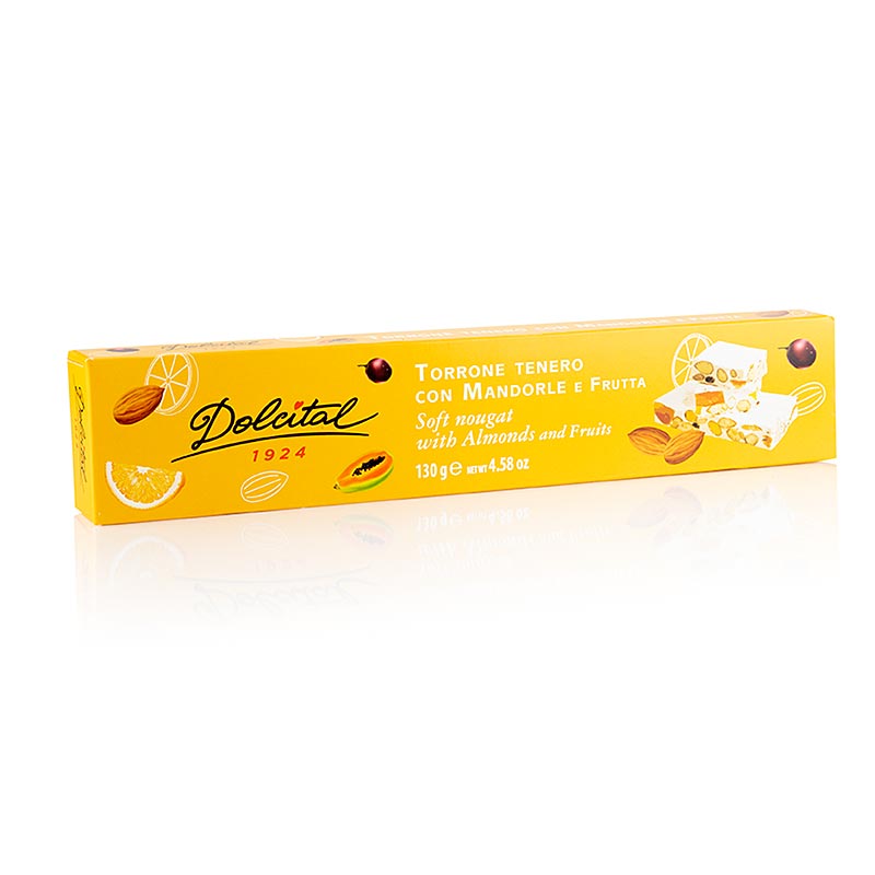 Torrone-bar – Frutta, mandel & frukt, mjuk, Dolcital, 130 g