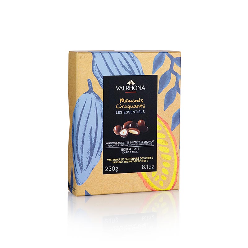 Valrhona Equinoxe-kula, mandel & hasselnöt i mörk och mjölkchoklad, 230 g