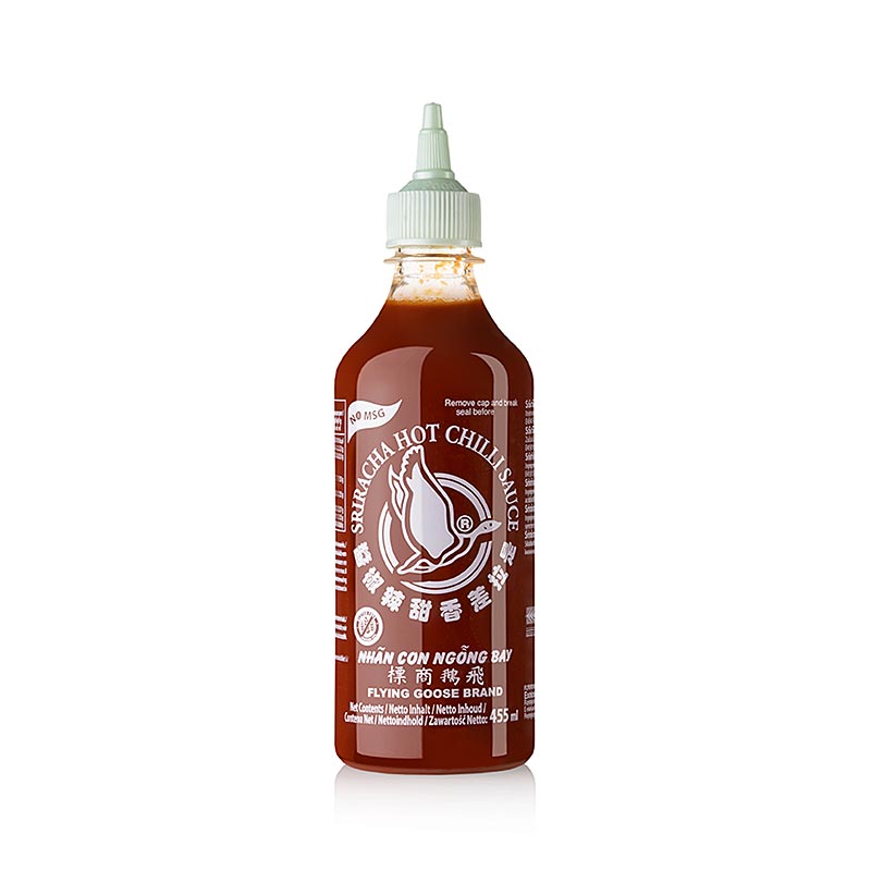 Chilisås – Sriracha utan MSG, stark, pressflaska, Flying Goose, 455 g