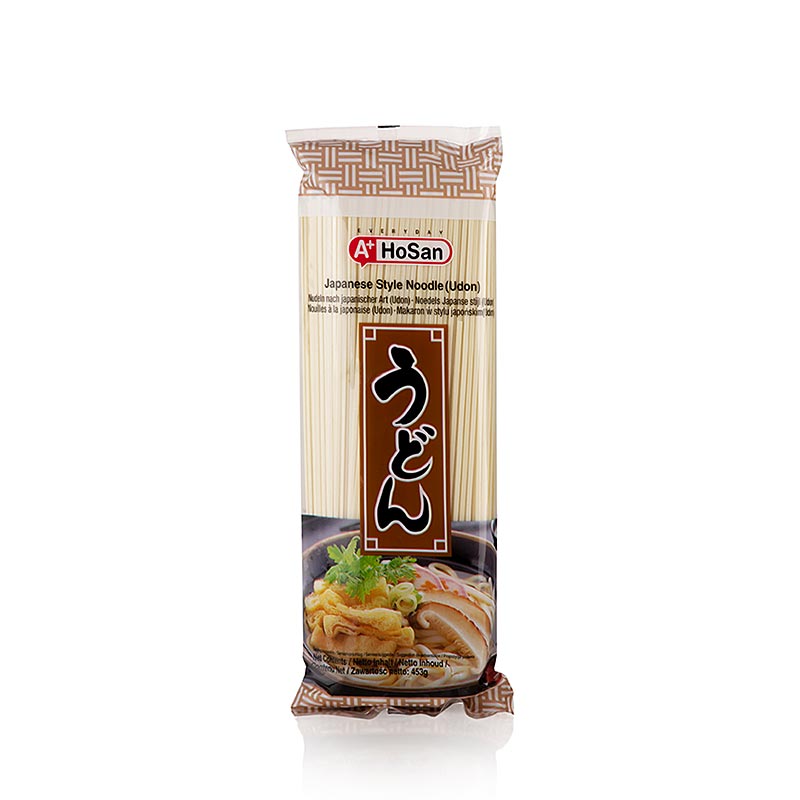 Udon – vetepasta, ljus, platt, 2 mm, 22 cm lång, A+, Japan, 453 g
