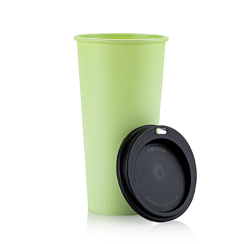 Återanvändbar kaffemugg "ToGo", 400 ml, grön med lock, 90 st