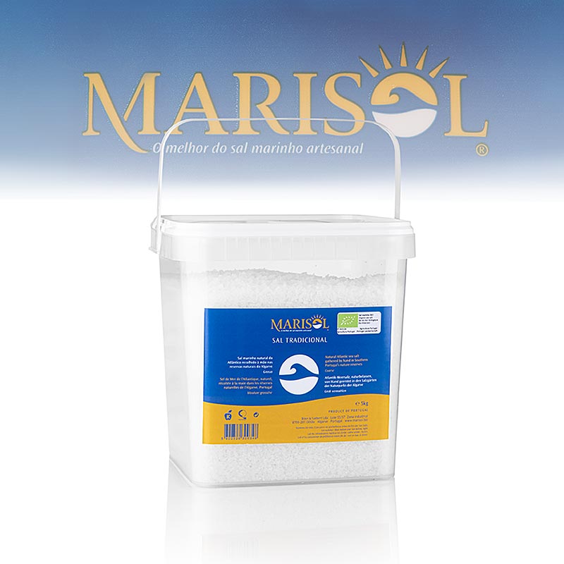 Marisol® Sal Tradicional havssalt, grovt, vitt, fuktigt, CERTIPLANET, ekologiskt, 5 kg