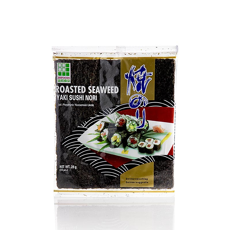 Yakinori helstorlek, torkade algblad, rostade, JHFOODS, 28 g, 10 blad
