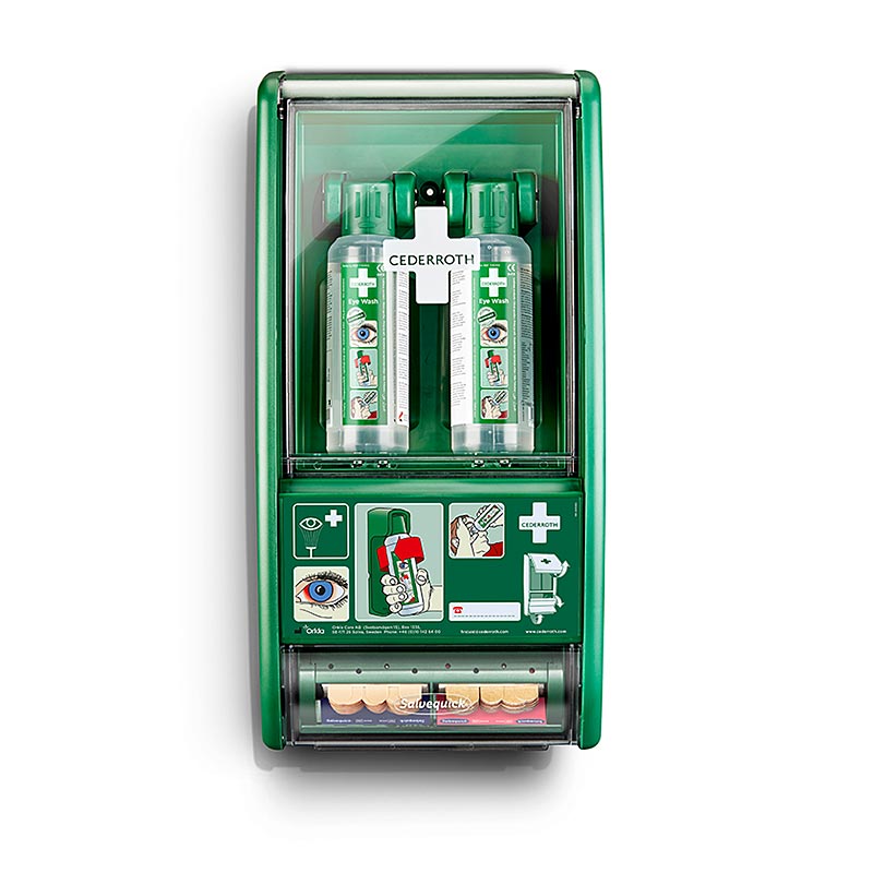 Cederroth – Eye Wash Station, ögondusch, med hållare och plåster (721500), 1 st