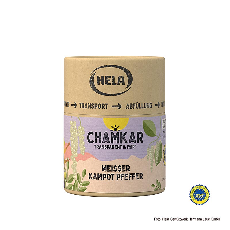 HELA Chamkar – Vit Kampotpeppar, torkad, hel, g.g.A., 110 g