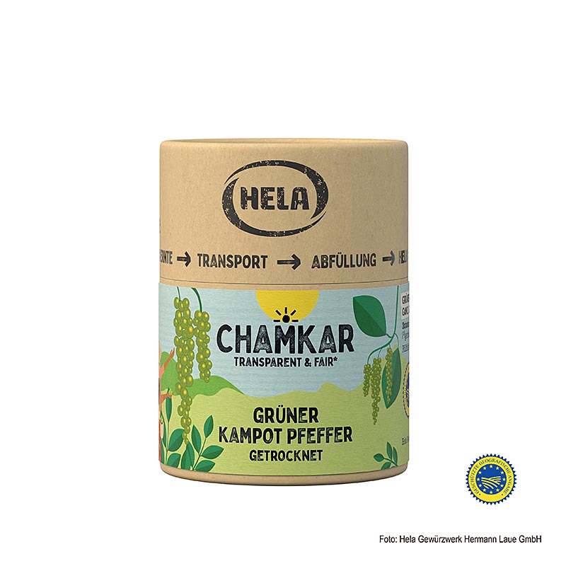 HELA Chamkar – Grön Kampotpeppar, torkad, hel, g.g.A., 25 g