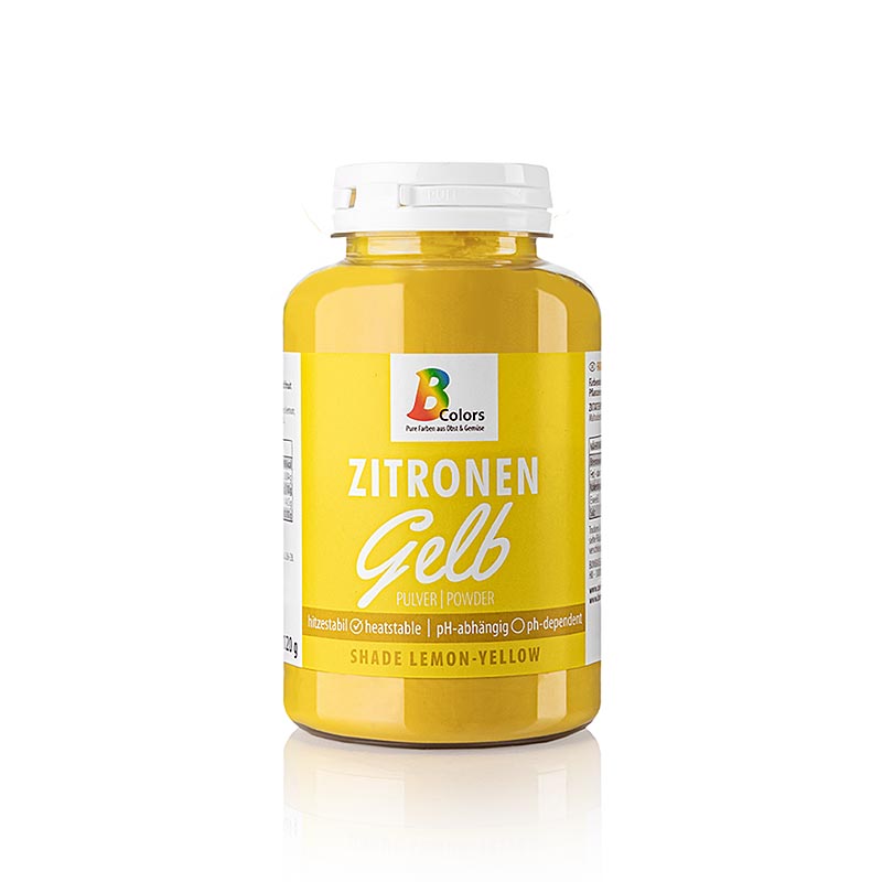 BColors livsmedelsfärg – citrongul, pulver, fett- och vattenlöslig, vegansk, 120 g