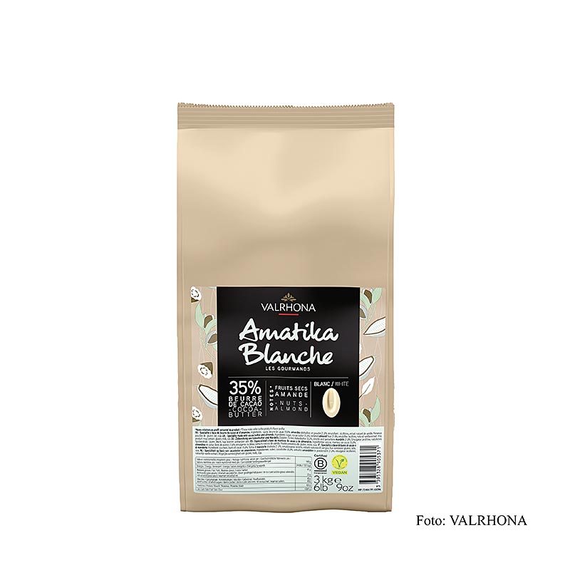 Valrhona AMATIKA, VEGANSK vit choklad, 35 % kakao, Callets (43096), 3 kg