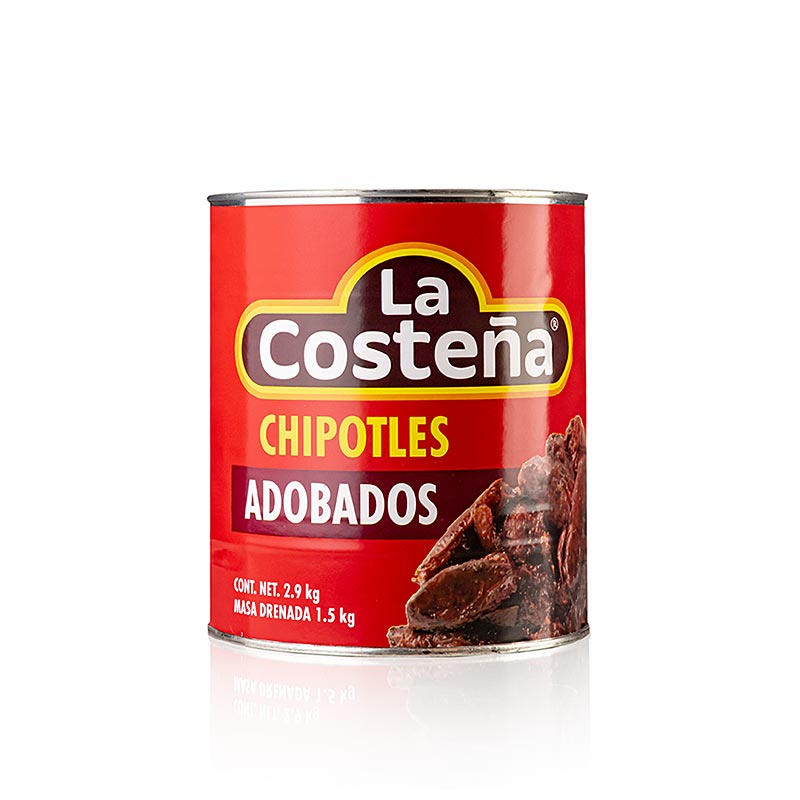 Chipotle-chilipeppar, rökt, i adobosås, La Costena, 2,8 kg