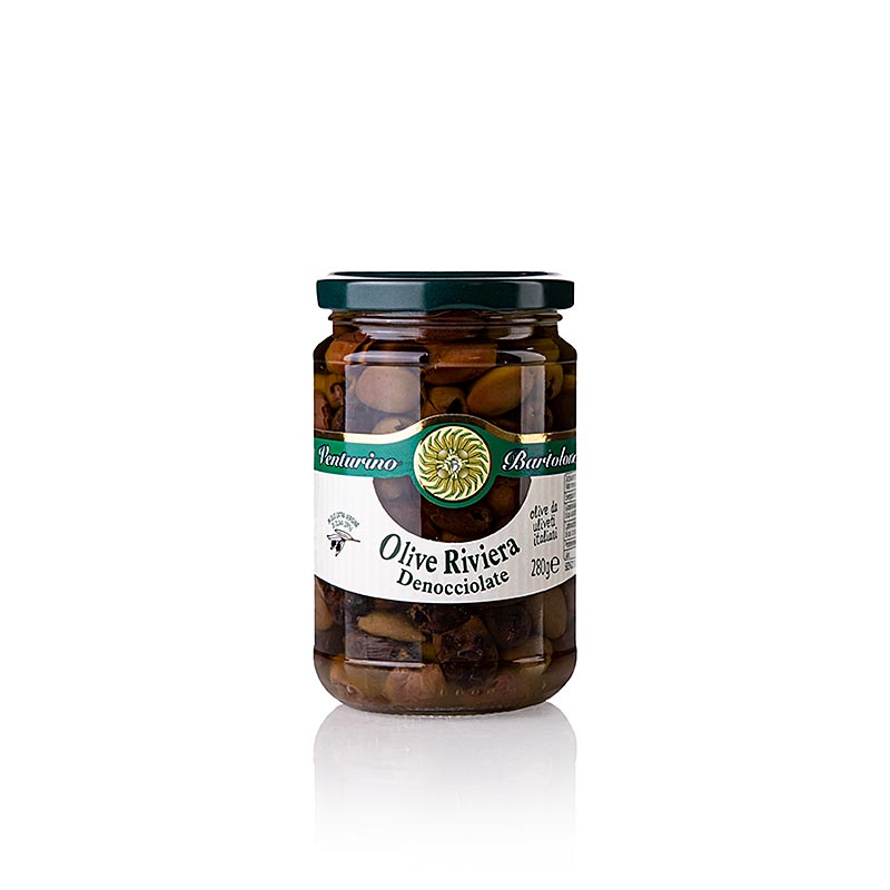 Venturino Denocciolate Riviera-oliver i olivolja, urkärnade, 280 g