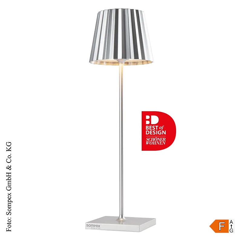 Bordslampa "TROLL 2.0- Outdoor", med batteri, 38x10x10 cm, aluminium, silver (78, 1 St