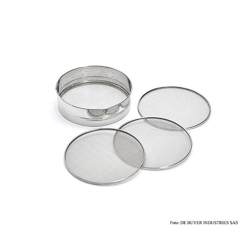 Köks-/mjölsikt i rostfritt stål (ø20, maskor 3, 2, 1 & 0,5 mm, 1 St