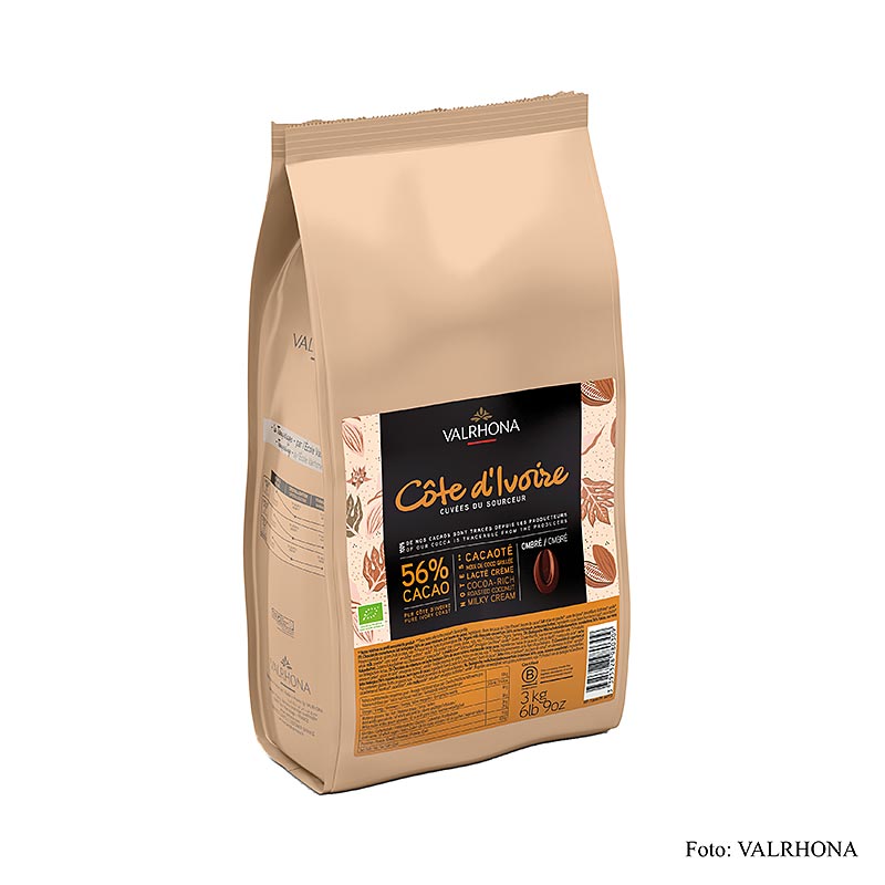 Valrhona Cuvee Cote Ivoire, mjölkchoklad, 56 % kakao, callets (44772) ekologisk, 3 kg