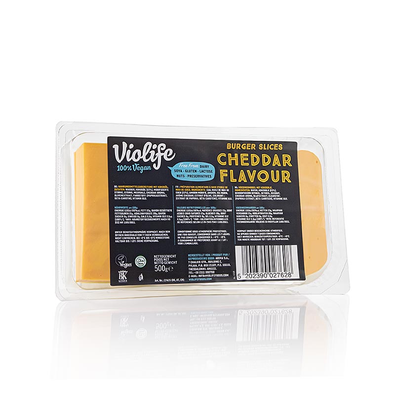 Violife – Cheddar-smak, i skivor, veganskt ostalternativ, 500 g