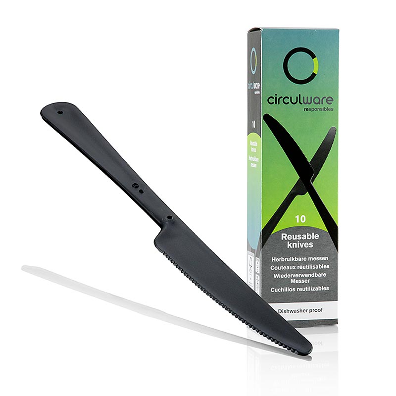 Haval Circulware återanvändbar kniv, 19 cm, svart, extra stabil, PP-MF, 10 st