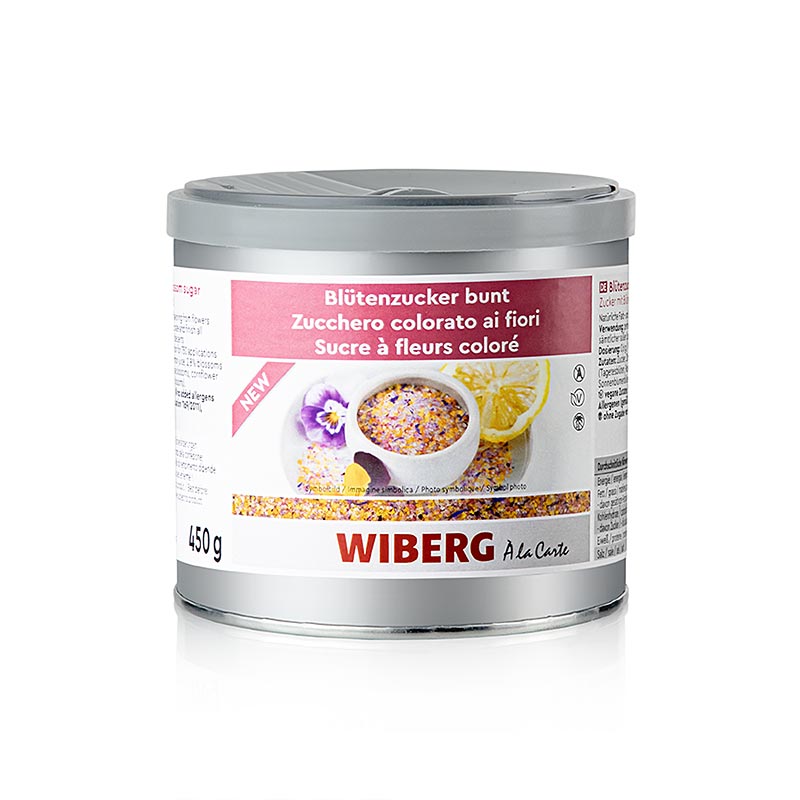 Wiberg färgglatt blomstersocker, med blommor, 450 g