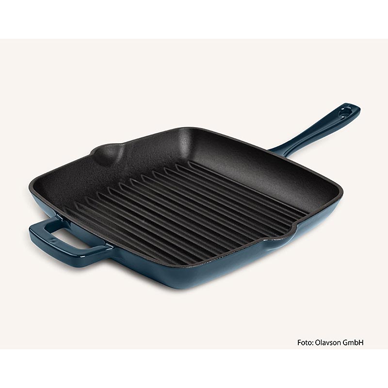 Olavson grillpanna petrol, gjutjärn, emaljerad, 24 cm, för alla spistyper, 1 st