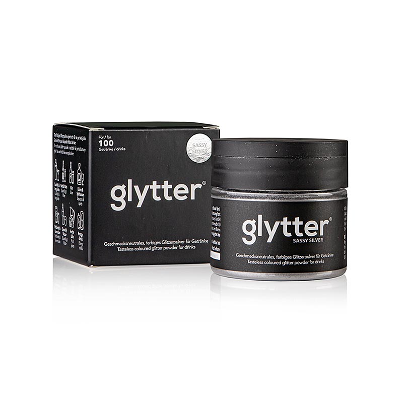 glytter "Sassy Silver", livsmedelsglitterpulver, (silver), 10 g