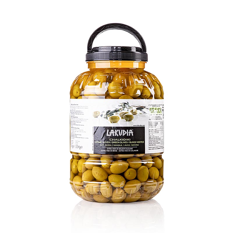 Gröna oliver "Chalkidiki Colossal", med kärna, Lakudia, 5,5 kg