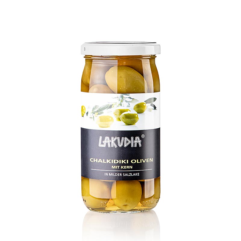 Gröna oliver "Chalkidiki", med kärna, Lakudia, 355 g