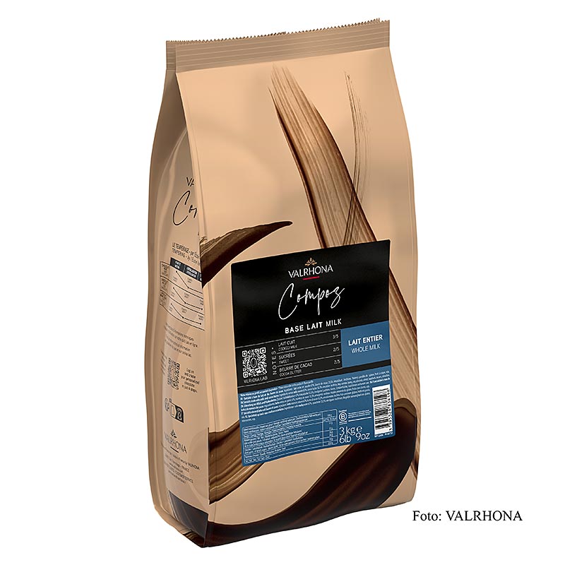 Valrhona Compoz-choklad – mjölkchokladbas, callets, 3 kg