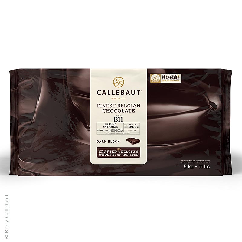 Callebaut Mörk choklad, block, för praliner, 54,5 % kakao, 5 kg
