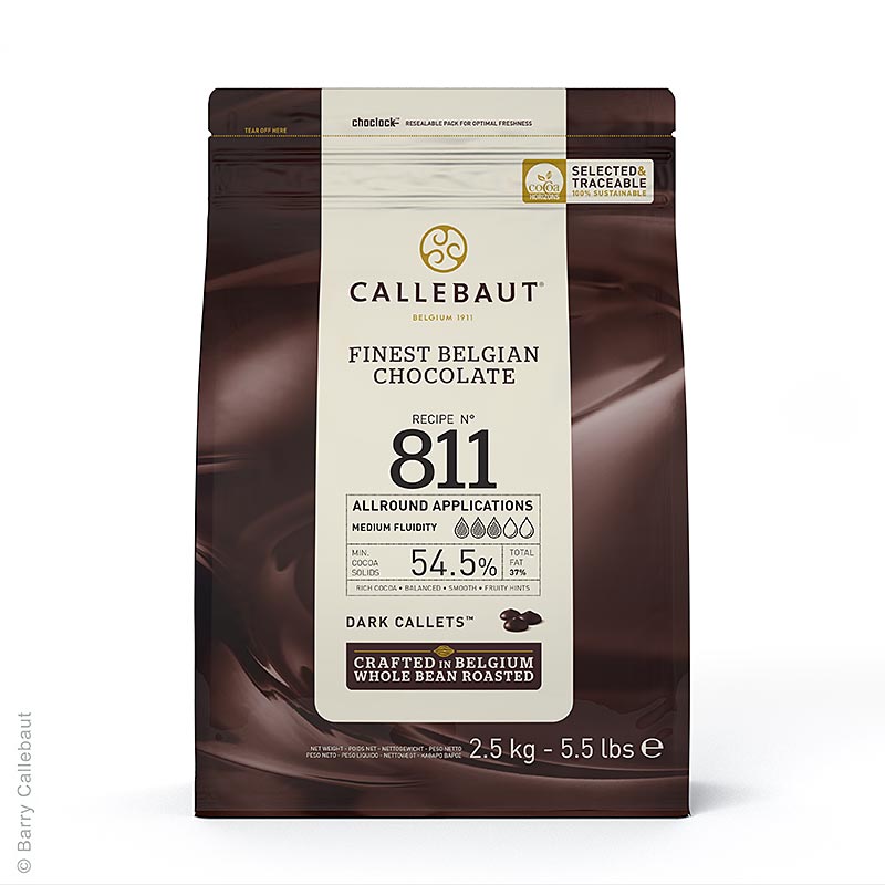 Callebaut Mörk choklad, Callets, 54,5 % kakao, 2,5 kg