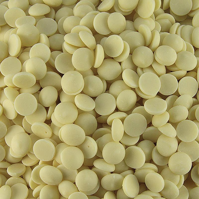 Vit choklad, callets, 28 % kakaosmör, 22 % mjölk, 2,5 kg