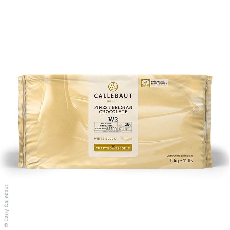 Vit choklad, block, 28 % kakaosmör, 22 % mjölk, 5 kg