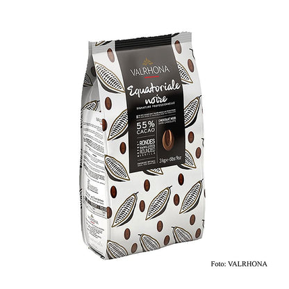 Valrhona Equatoriale Noire, mörk choklad, callets, 55 % kakao, 3 kg