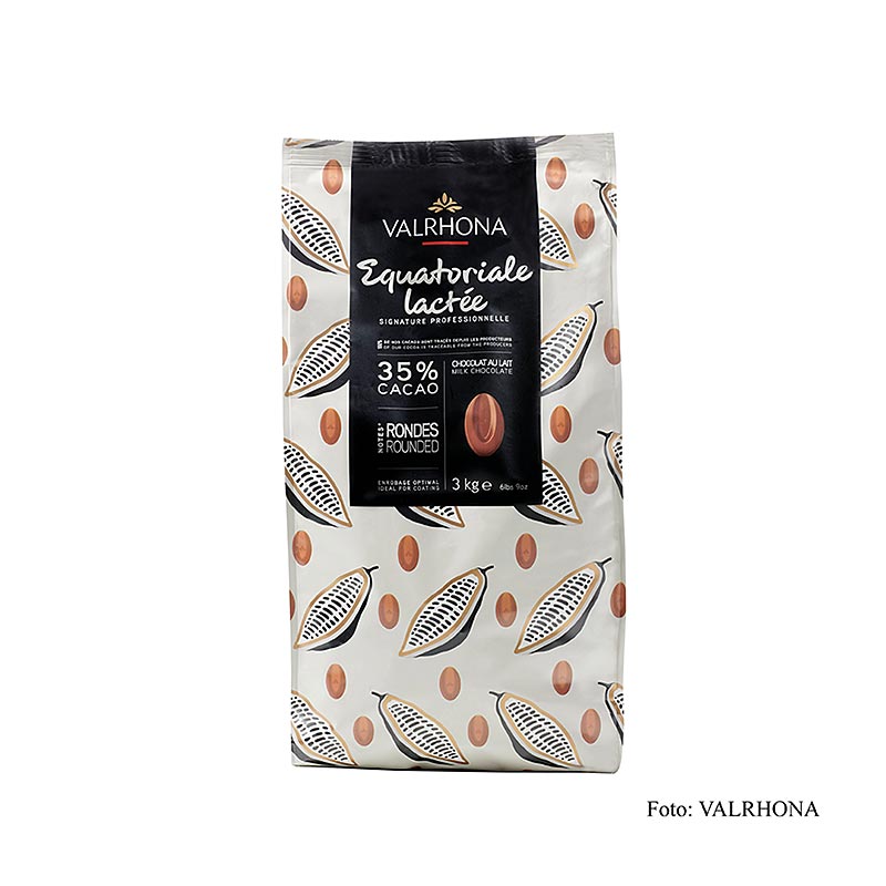 Valrhona Equatoriale Lactée, mjölkchoklad, callets, 35 % kakao, 3 kg