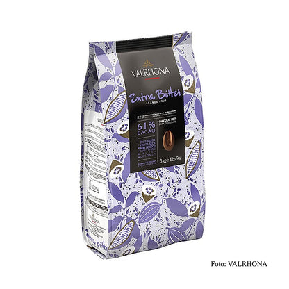 Valrhona Extra Bitter, mörk choklad, callets, 61 % kakao, 3 kg