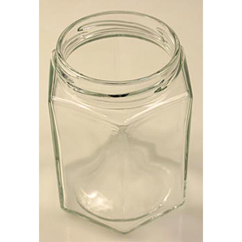 Glas, sexkantigt, 287 ml, öppning 63 mm, utan lock, 1 st