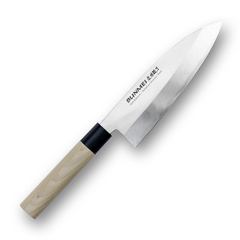 Global Bunmei 1801-135 Deba-kniv, handtag i honoki-trä, 13,5 cm, 1 st
