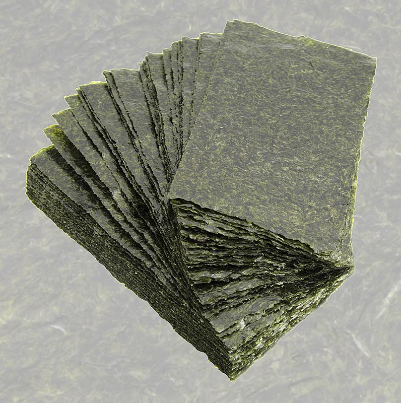Yakinori halvstorlek, torkade algblad, rostade, guld, 125 g, 100 blad