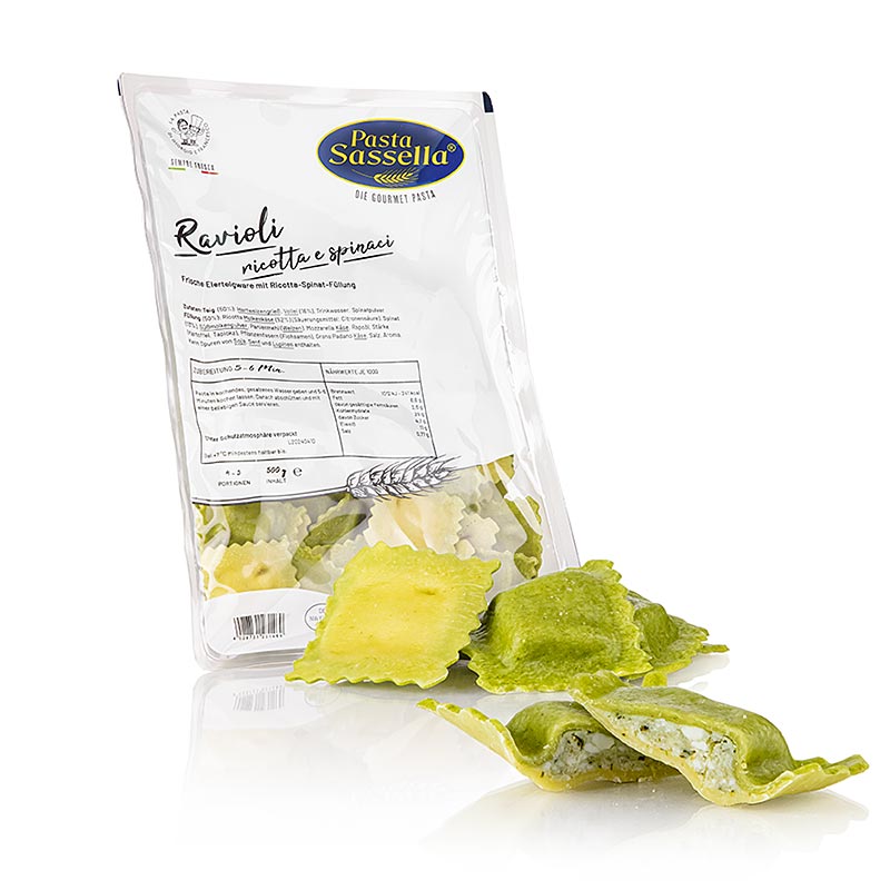 Färska ravioli/panzerotti med ricotta- och spenatfyllning, Sassella, 500 g