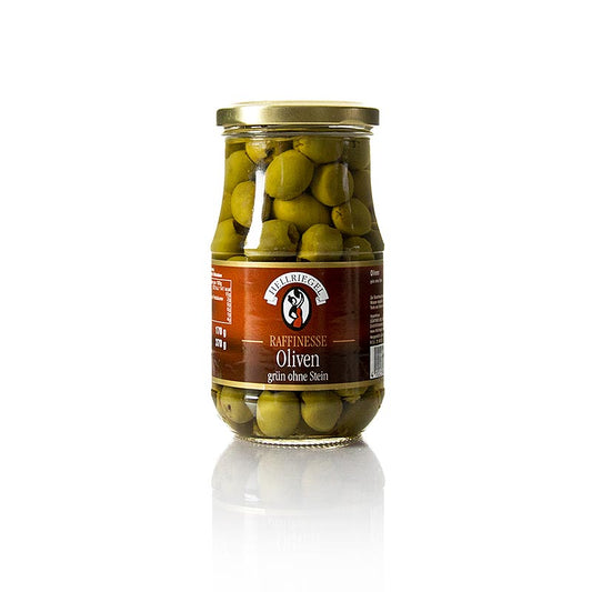 Hellriegel Gröna oliver, urkärnade, i saltlake, 370 g
